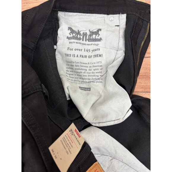 Levis Mens Western Fit Stretch Straight Leg Jeans W38 L32 Black - Picture 10 of 13